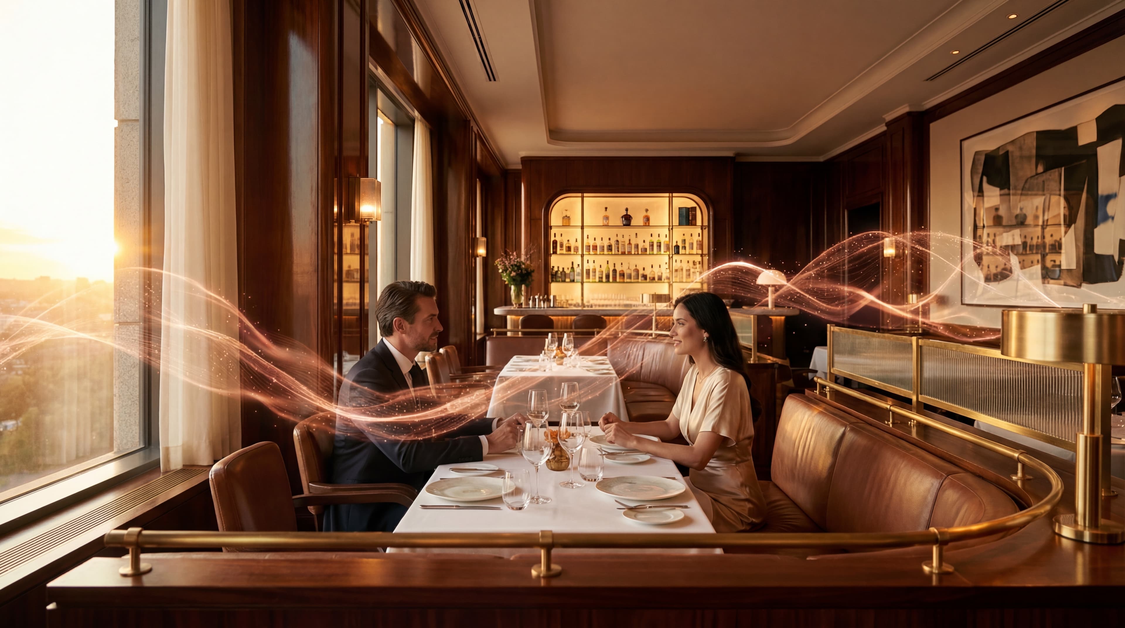 Hotel restaurant with ambient intelligence overlay